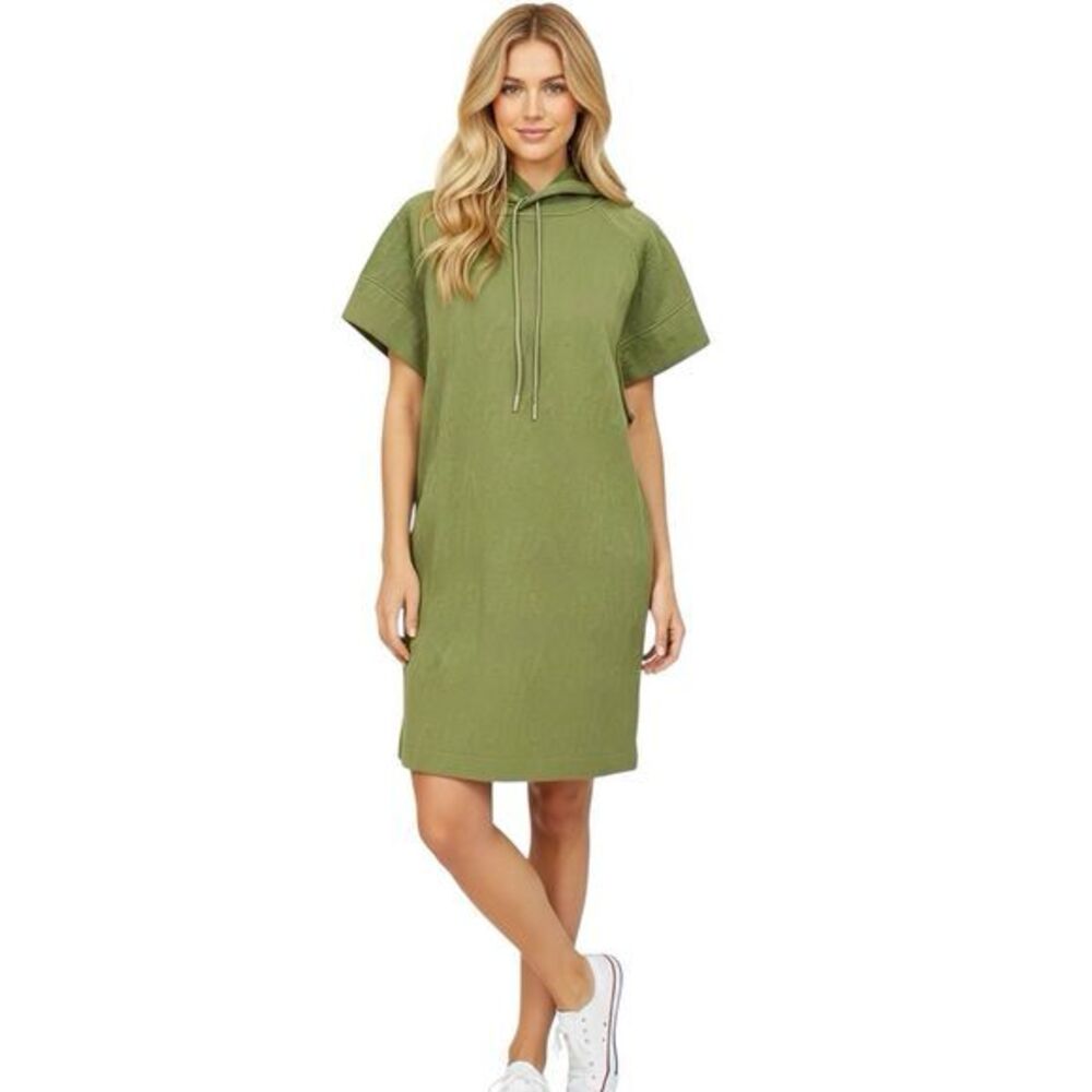 Yitty Fabletics cutout Major Label logo jacquard hoodie dress Sz XL Baddie Green
